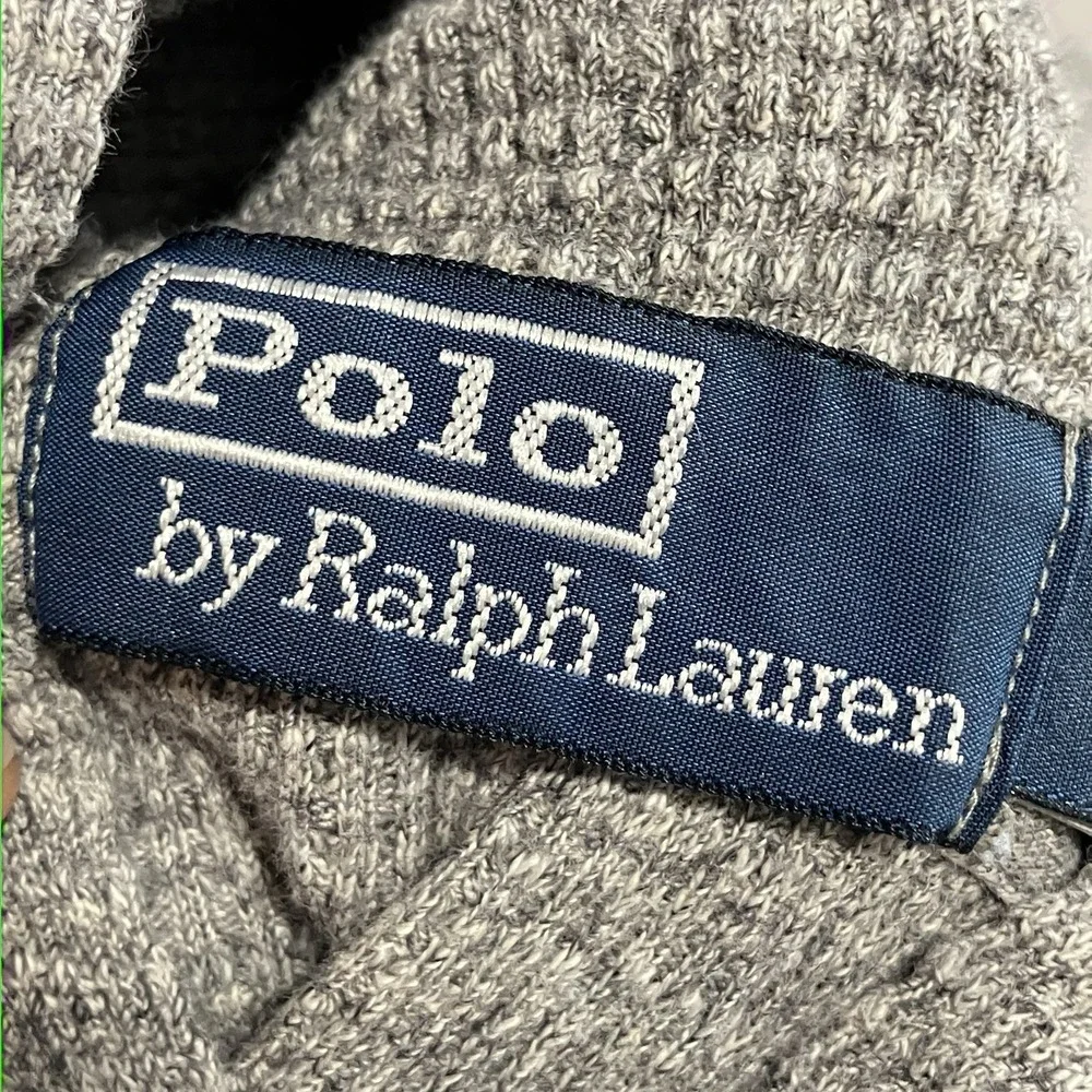 Polo Ralph Lauren Waffle Knit Hoodie Gray Pullover Pocket Mens Size M